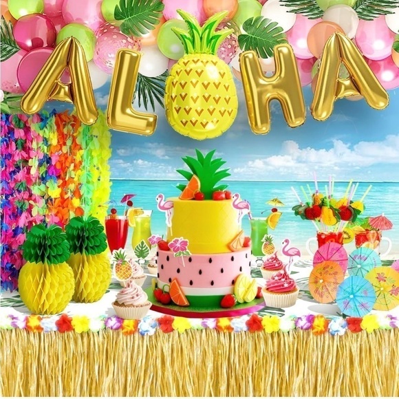 Brand New Hawaiian Luau Birthday Party Decoration Aloha Tropical Leis Balloons - Picture 1 of 11